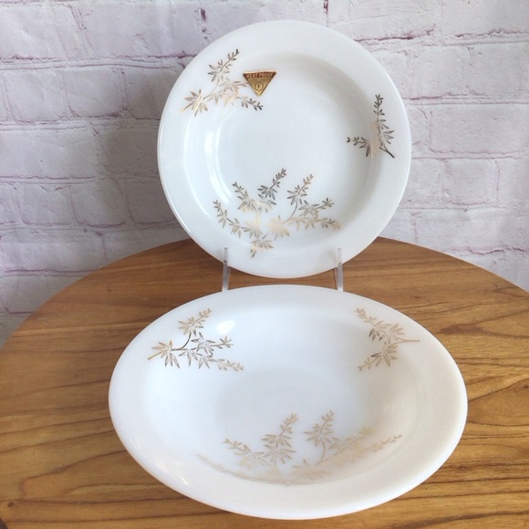Vintage Other - Vintage Federal Glass Golden Bamboo Rim Soup Bowls - Set of 2